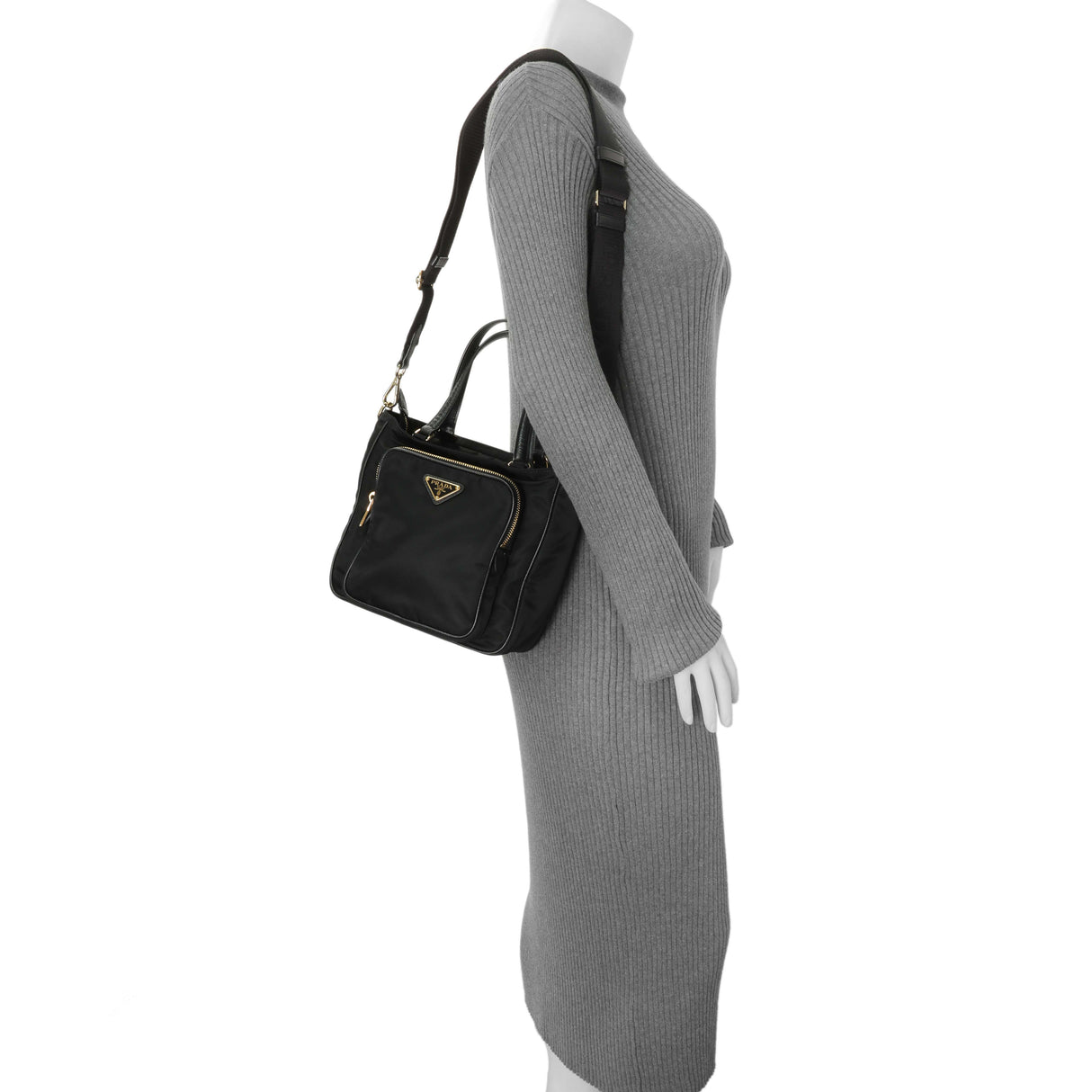 Prada Black Tessuto Front Pocket Bag Handbags Prada