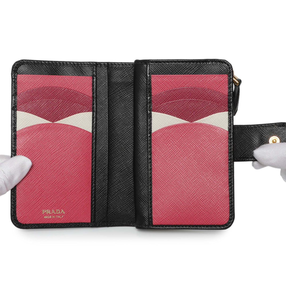 Prada Black Saffiano Compact Wallet Accessories Prada