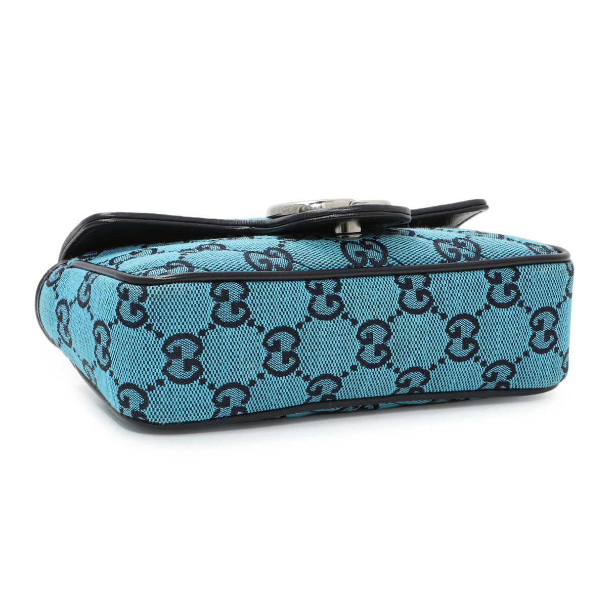 Gucci Blue Monogram Matelasse Diagonal Super Mini GG Marmont Shoulder Bag Handbags Gucci