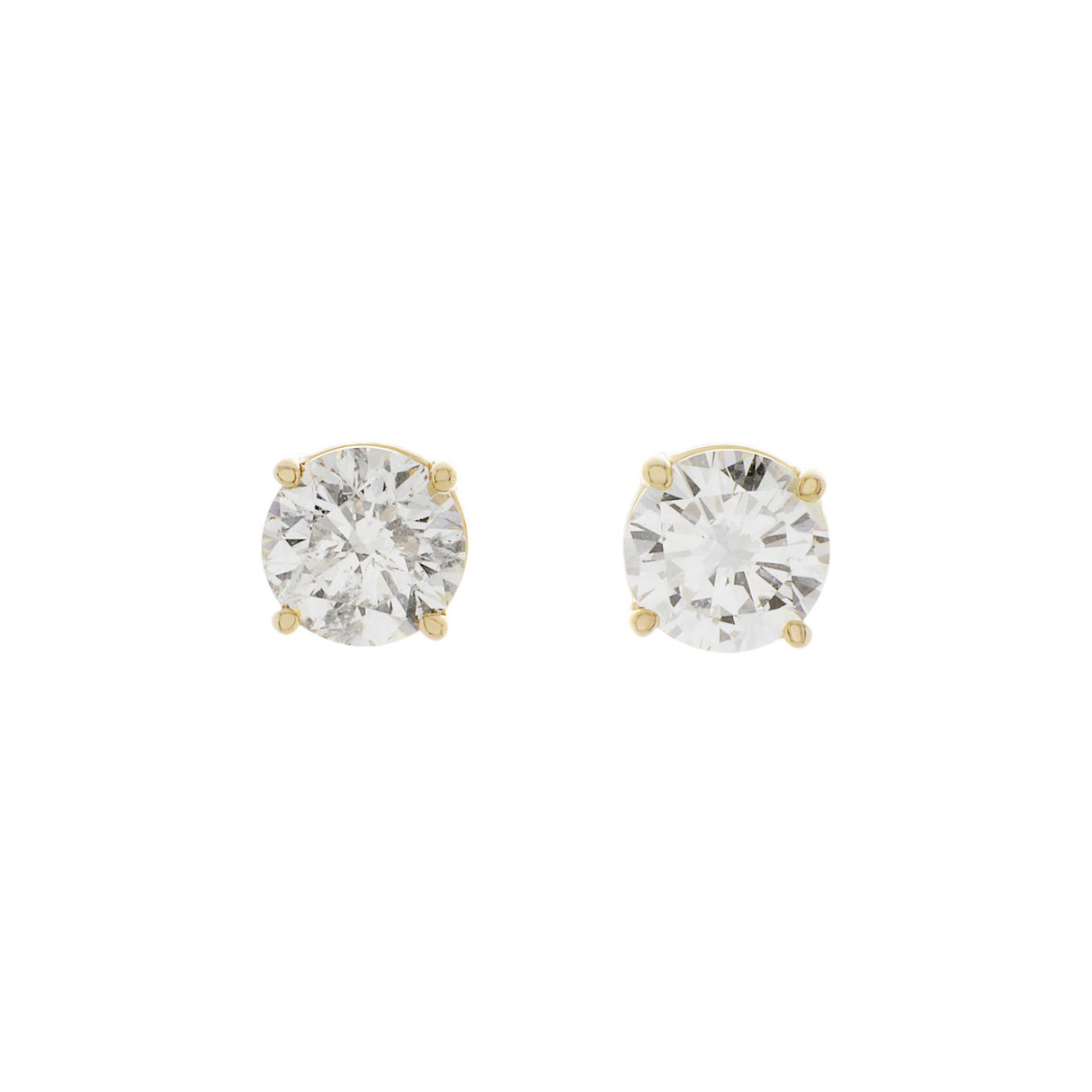 14K Yellow Gold 1.35 Carat Diamond Stud Earrings Modaselle