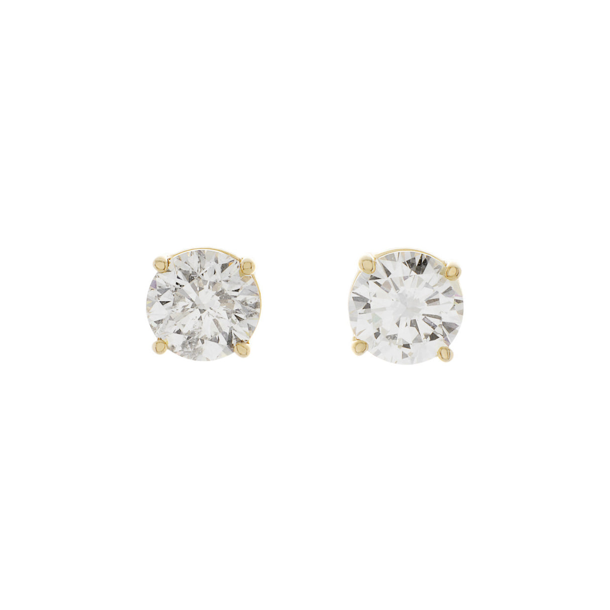 14K Yellow Gold 1.35 Carat Diamond Stud Earrings Fine Jewellery Modaselle