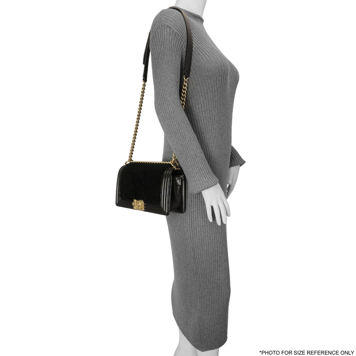 Chanel Black Shearling Medium Boy Bag Handbags Chanel