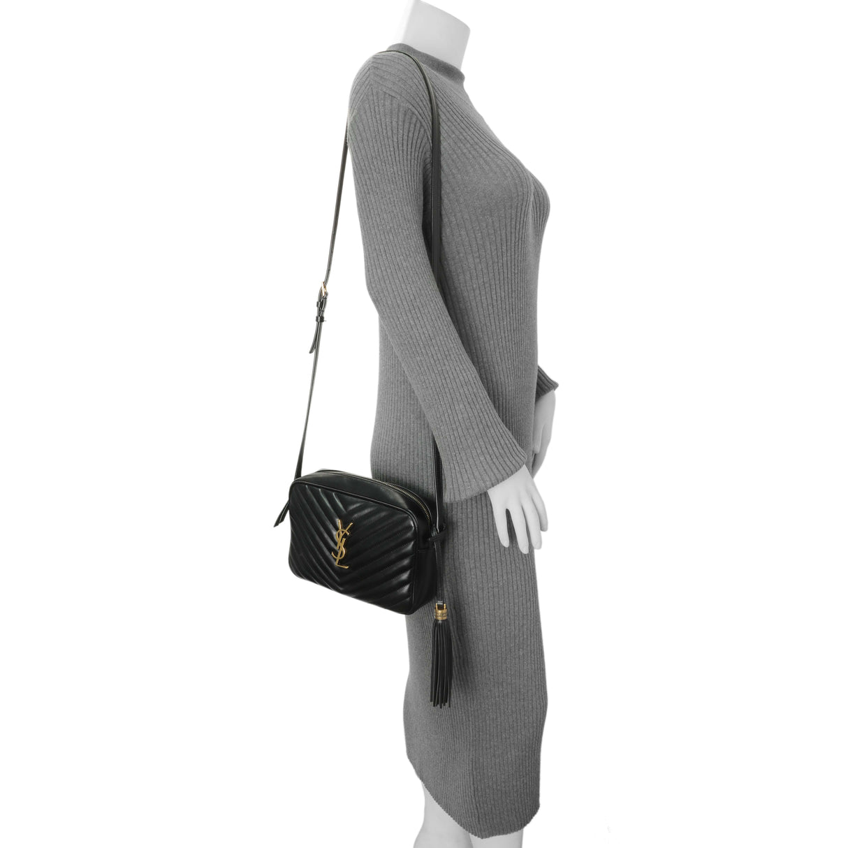 Saint Laurent Black Calfskin Matelasse Monogram Lou Camera Bag Handbags Saint Laurent