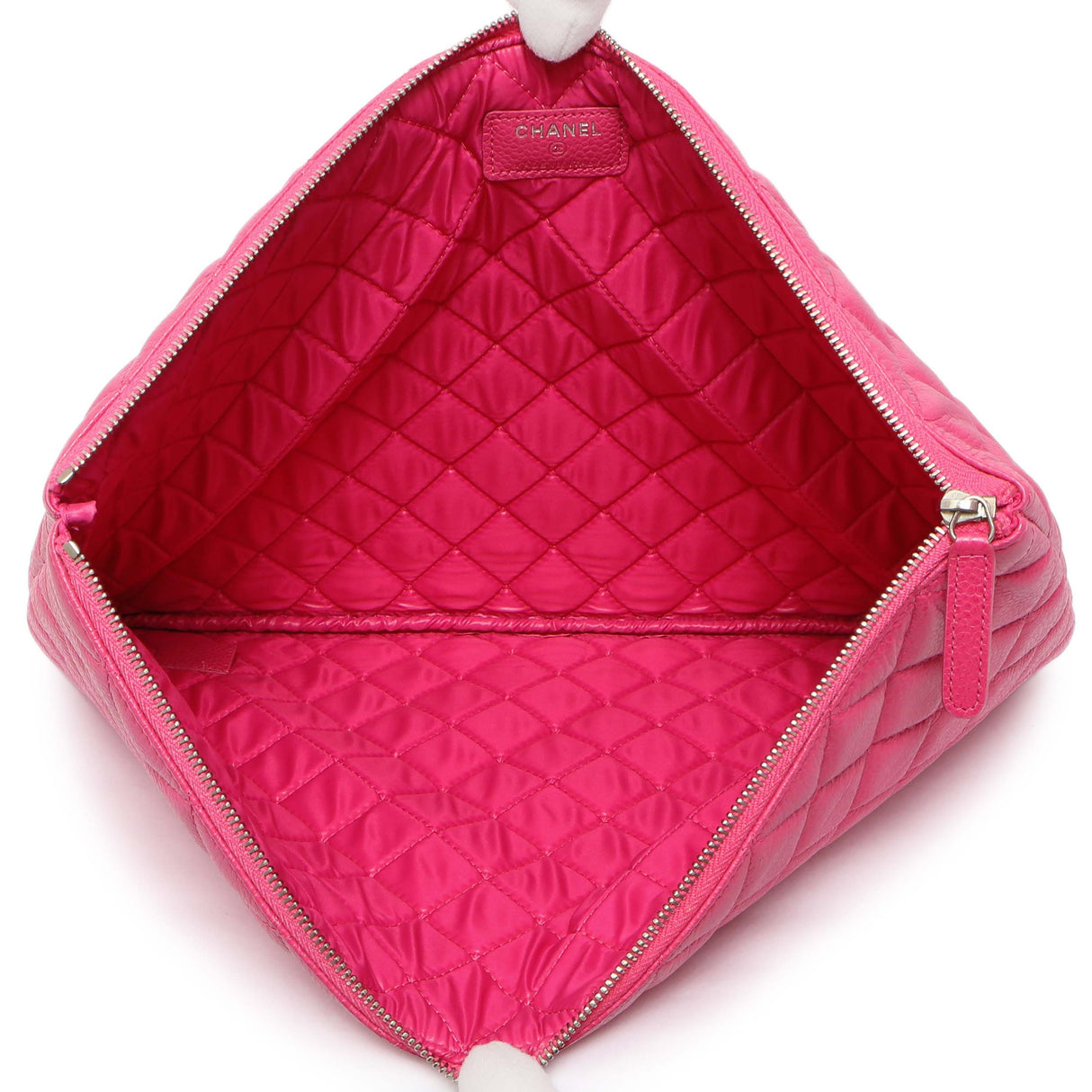 Chanel Pink Quilted Caviar Large Cosmetic Case Handbags Chanel