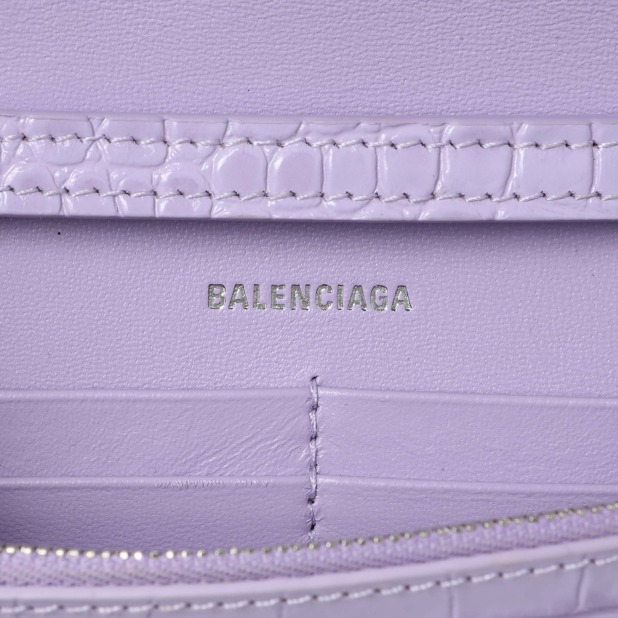 Balenciaga Lilac Shiny Calfskin Crocodile Embossed Hourglass Chain Bag Handbags Balenciaga