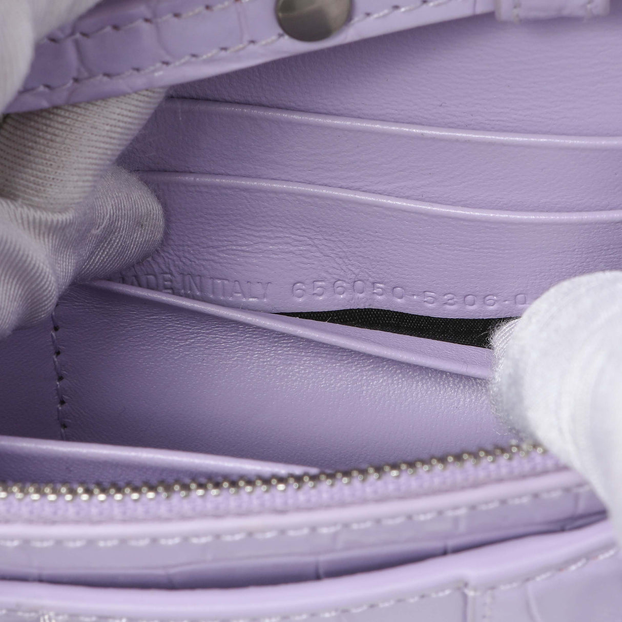 Balenciaga Lilac Shiny Calfskin Crocodile Embossed Hourglass Chain Bag Handbags Balenciaga