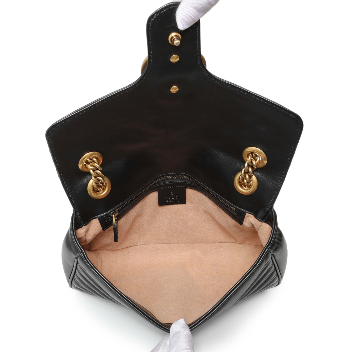 Gucci Black Calfskin Matelasse Small GG Marmont Shoulder Bag Handbags Gucci