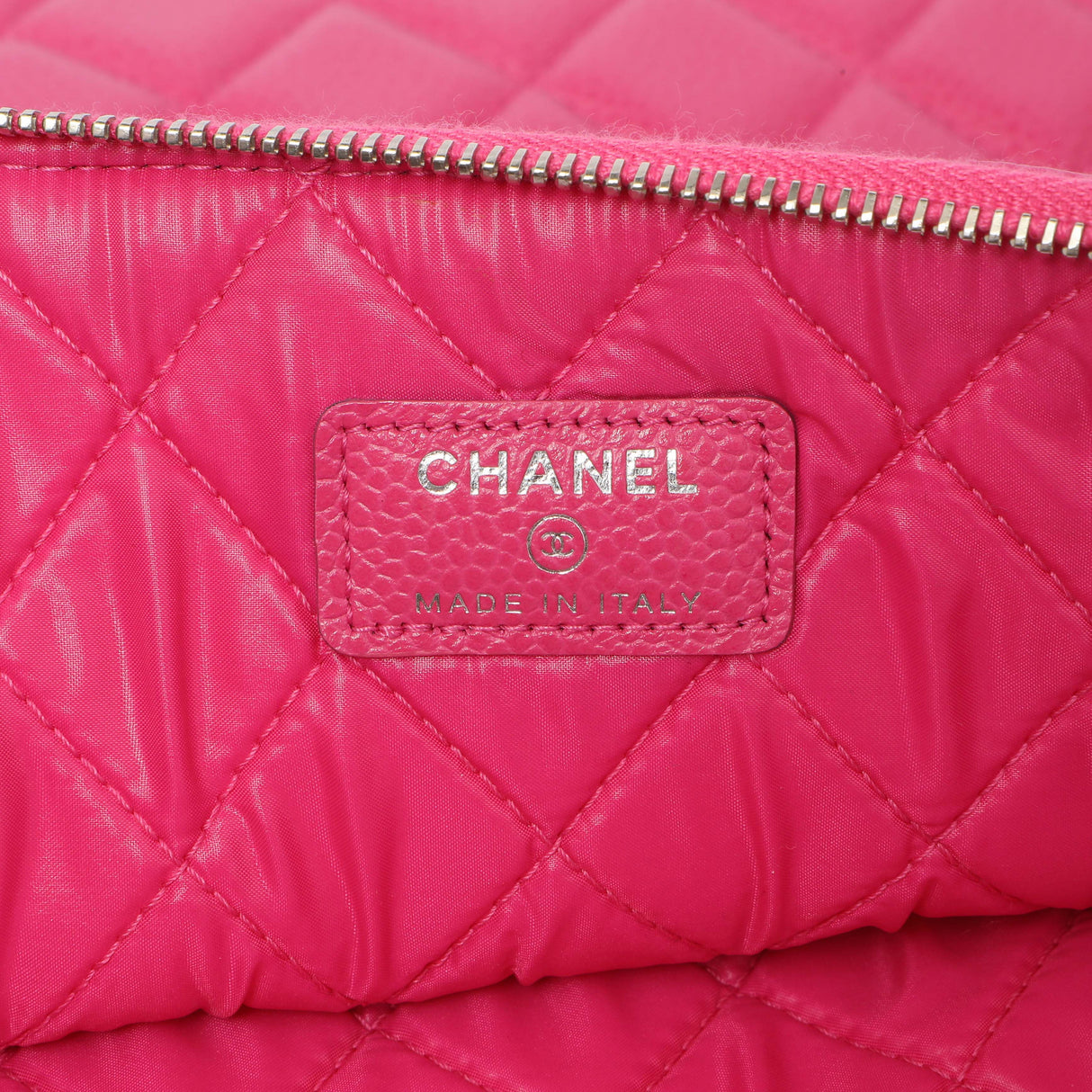 Chanel Pink Quilted Caviar Large Cosmetic Case Handbags Chanel