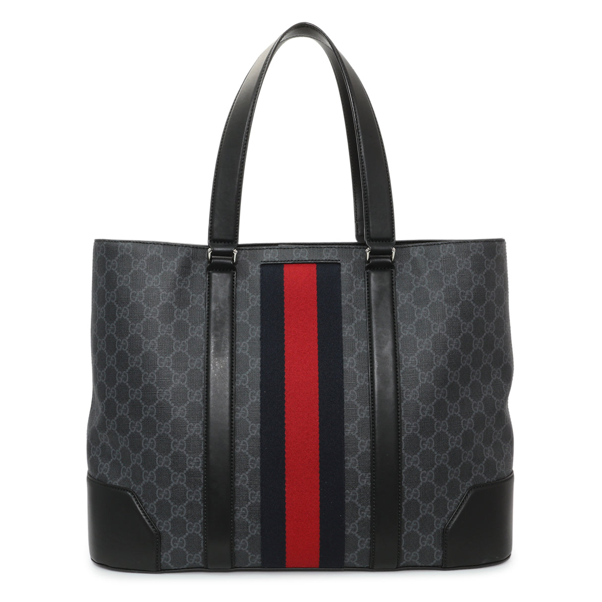 Gucci Black GG Supreme Monogram Web Tote Handbags Gucci