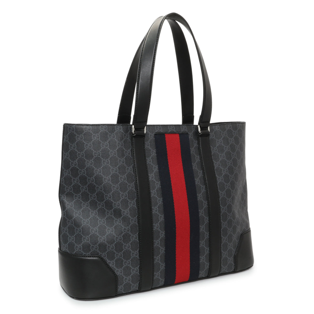 Gucci Black GG Supreme Monogram Web Tote Handbags Gucci