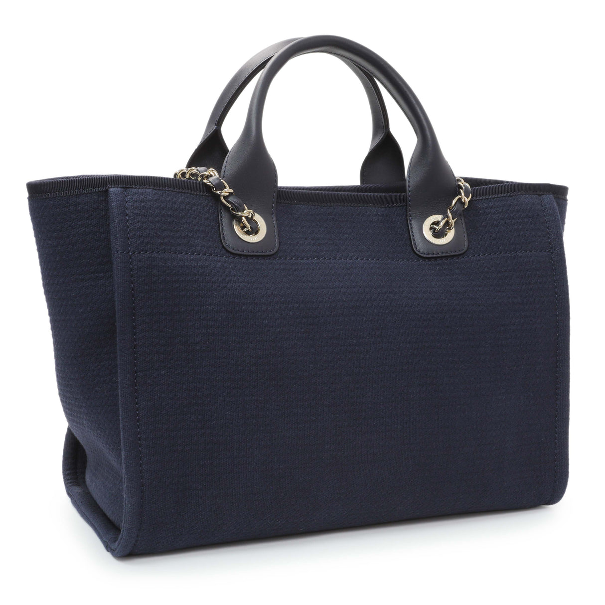 Chanel Navy Mixed Fibers Small Deauville Tote Handbags Chanel