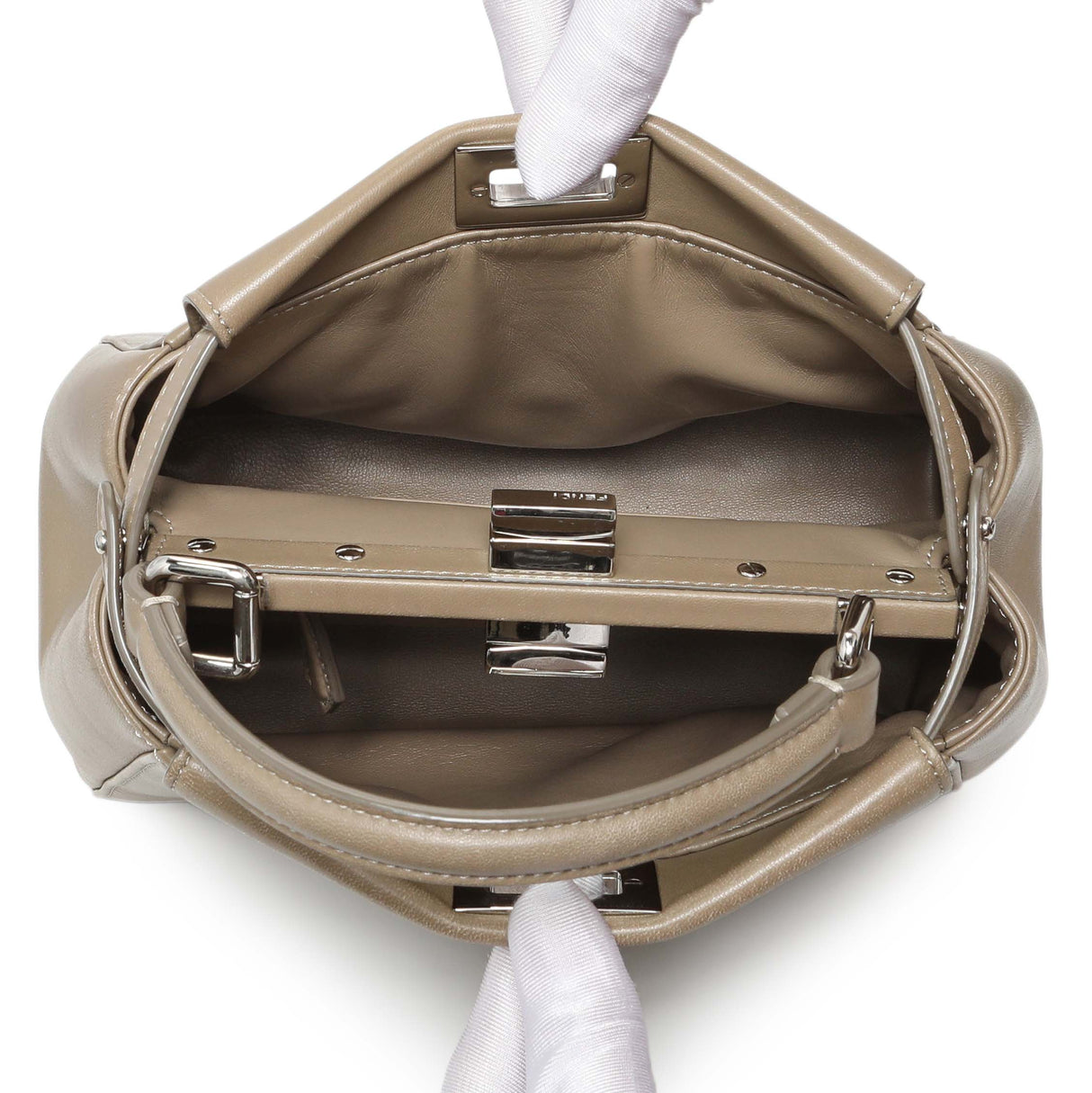 Fendi Tortora Nappa Mini Peekaboo Iconic Satchel Handbags Fendi