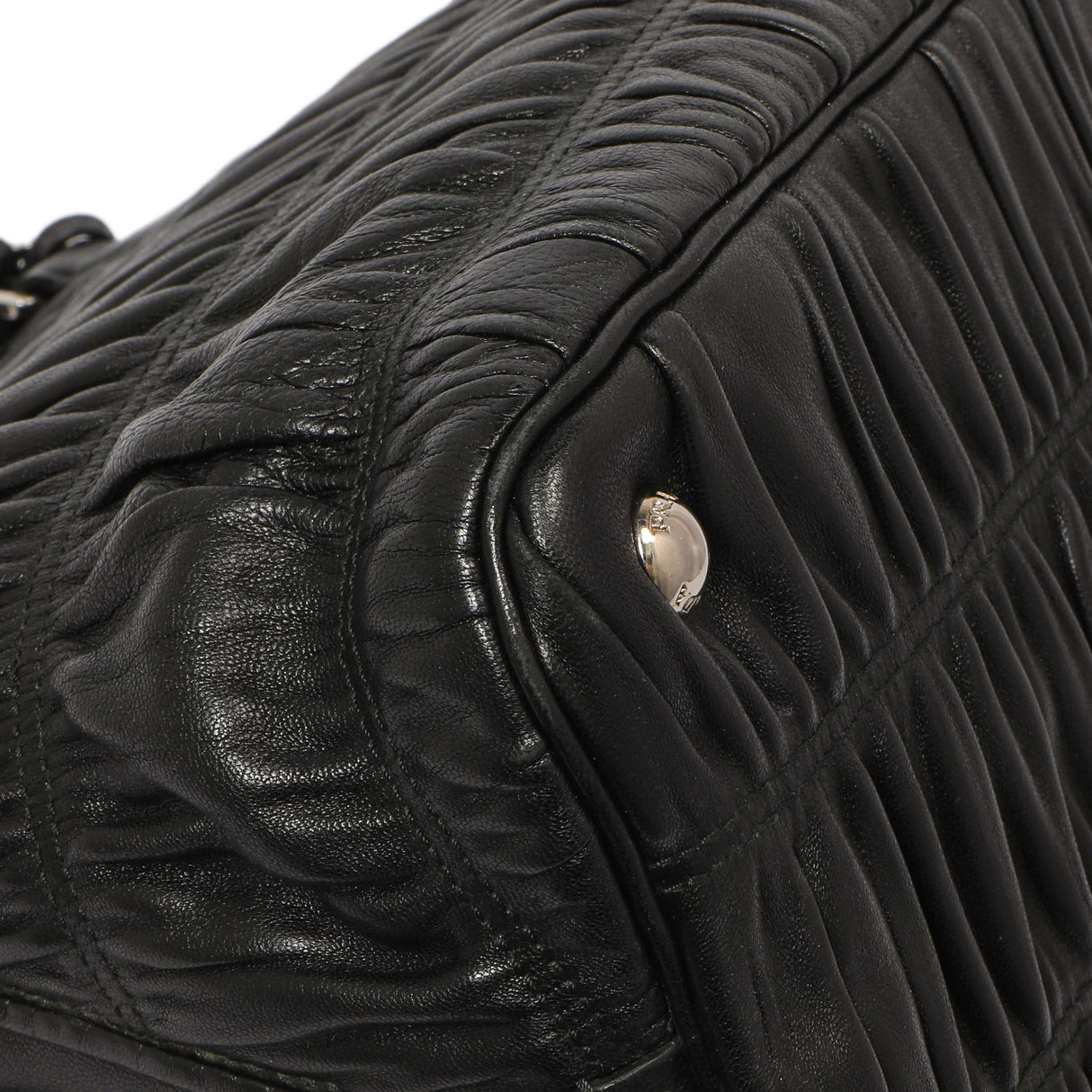 Prada Black Nappa Gaufre Double Handle Tote Handbags Prada