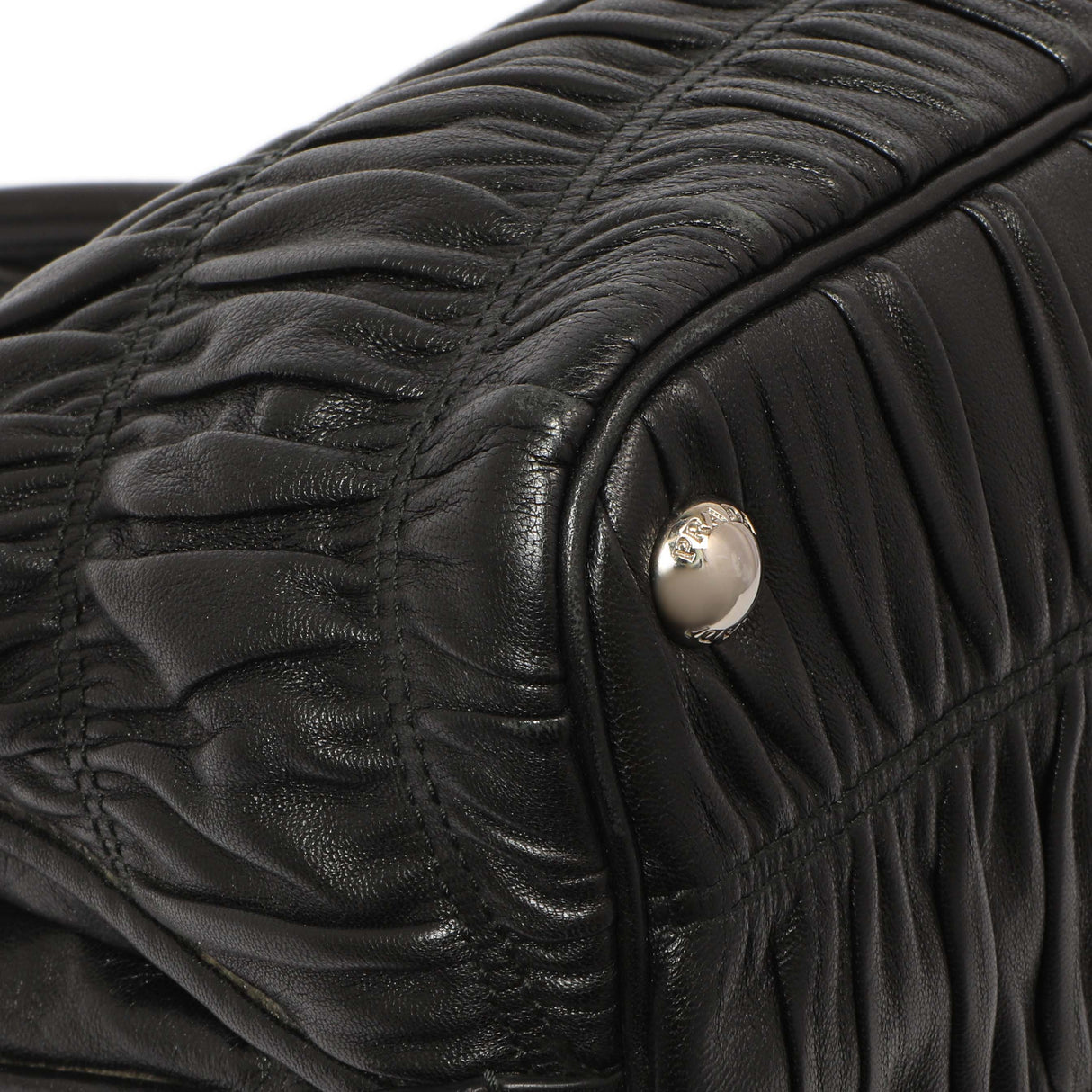 Prada Black Nappa Gaufre Double Handle Tote Handbags Prada