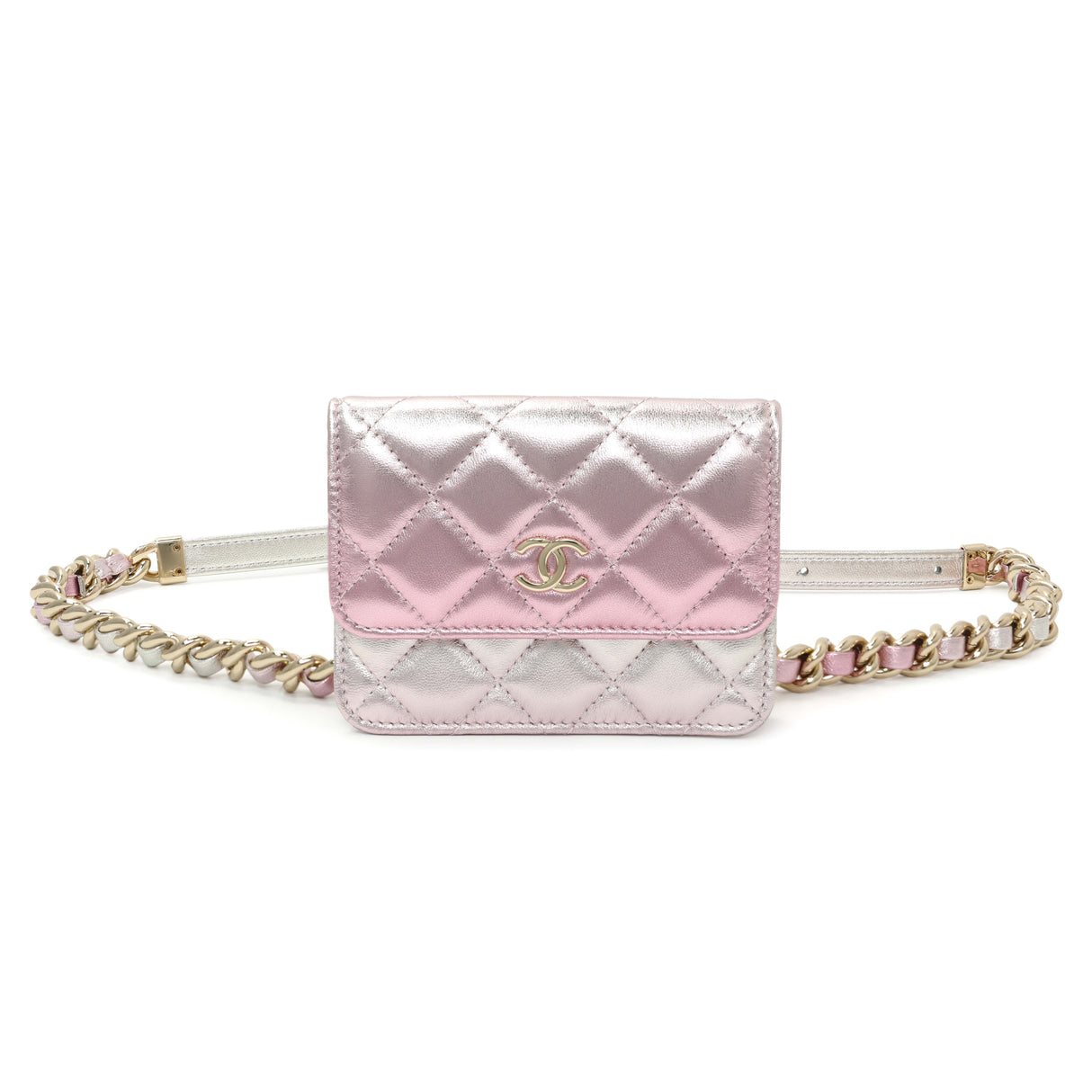 Chanel Pink Gradient Iridescent Lambskin Quilted Waist Bag Handbags Chanel