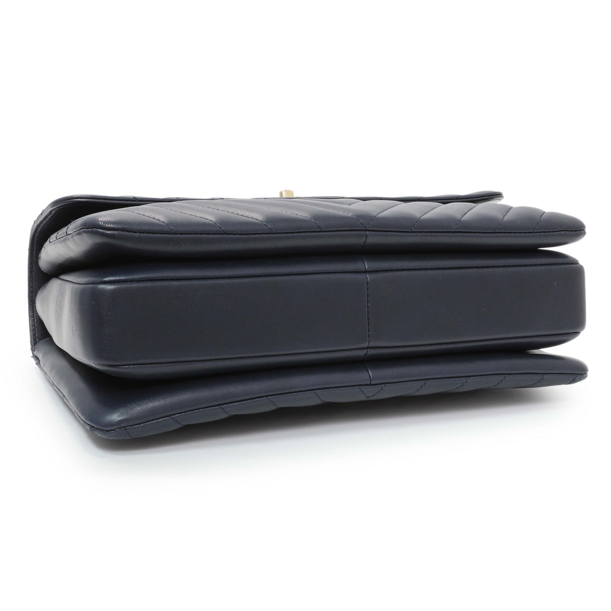 Chanel Blue Chevron Quilted Lambskin Medium Trendy CC Dual Handle Flap Bag Handbags Chanel