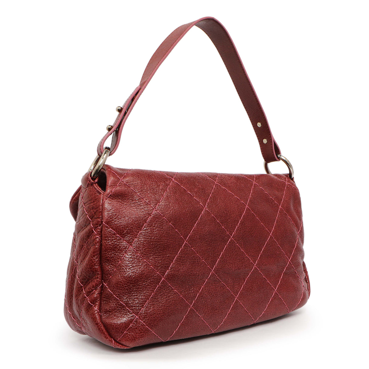 Chanel Burgundy Glazed Calfskin On The Road Flap Handbags Chanel