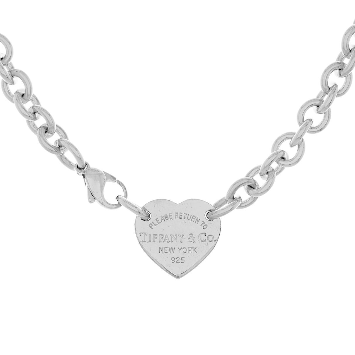 Tiffany & Co. Sterling Silver Heart Tag Chain Link Choker Designer Jewellery Tiffany and Co