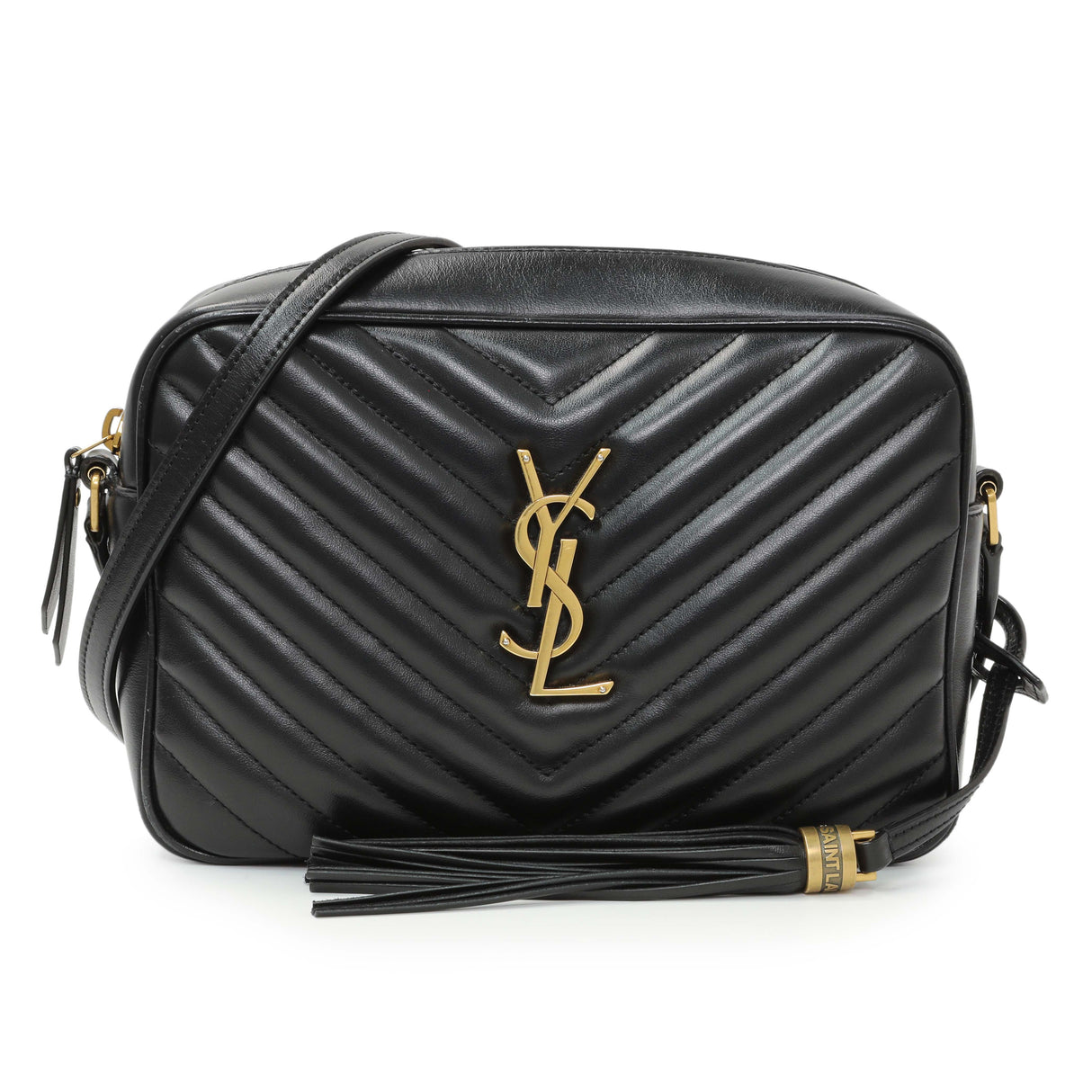 Saint Laurent Black Calfskin Matelasse Monogram Lou Camera Bag Handbags Saint Laurent
