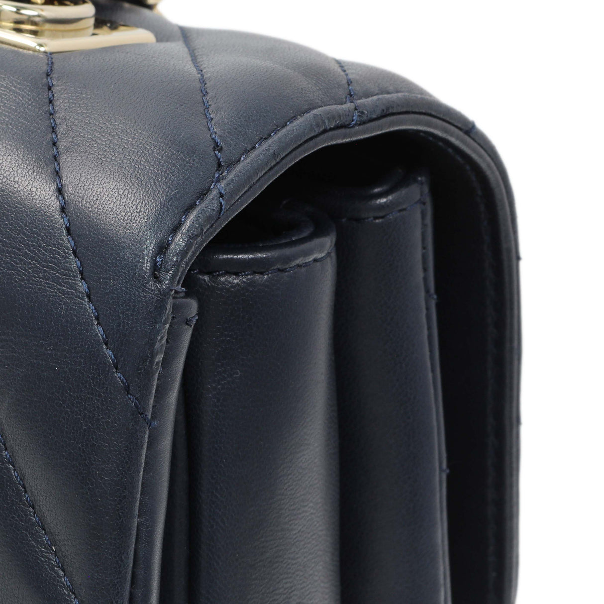 Chanel Blue Chevron Quilted Lambskin Medium Trendy CC Dual Handle Flap Bag Handbags Chanel