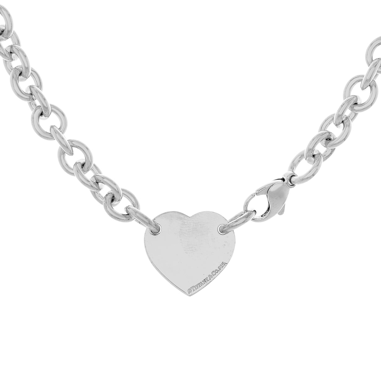 Tiffany & Co. Sterling Silver Heart Tag Chain Link Choker Designer Jewellery Tiffany and Co