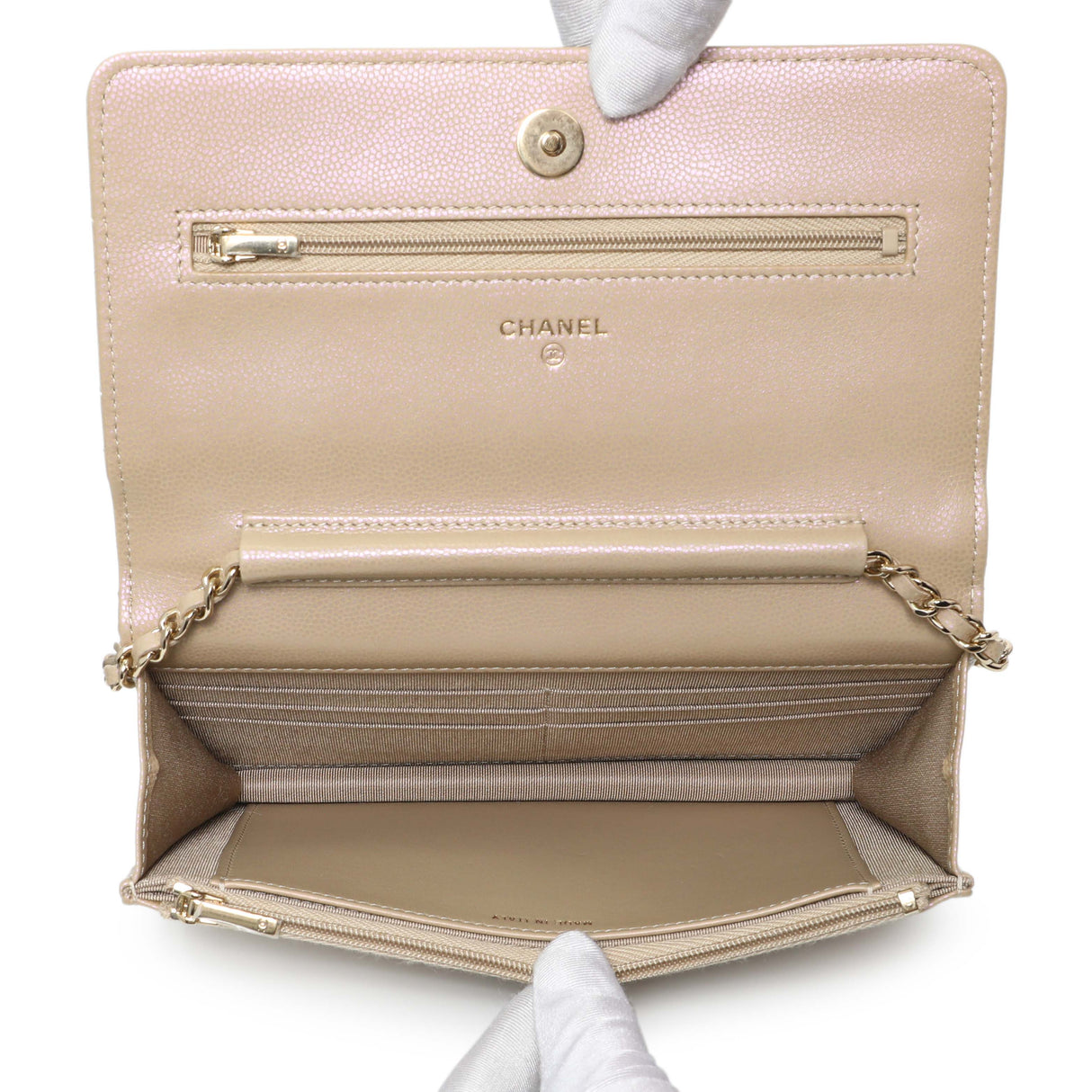 Chanel Gold Quilted Caviar Wallet On Chain WOC Handbags Chanel