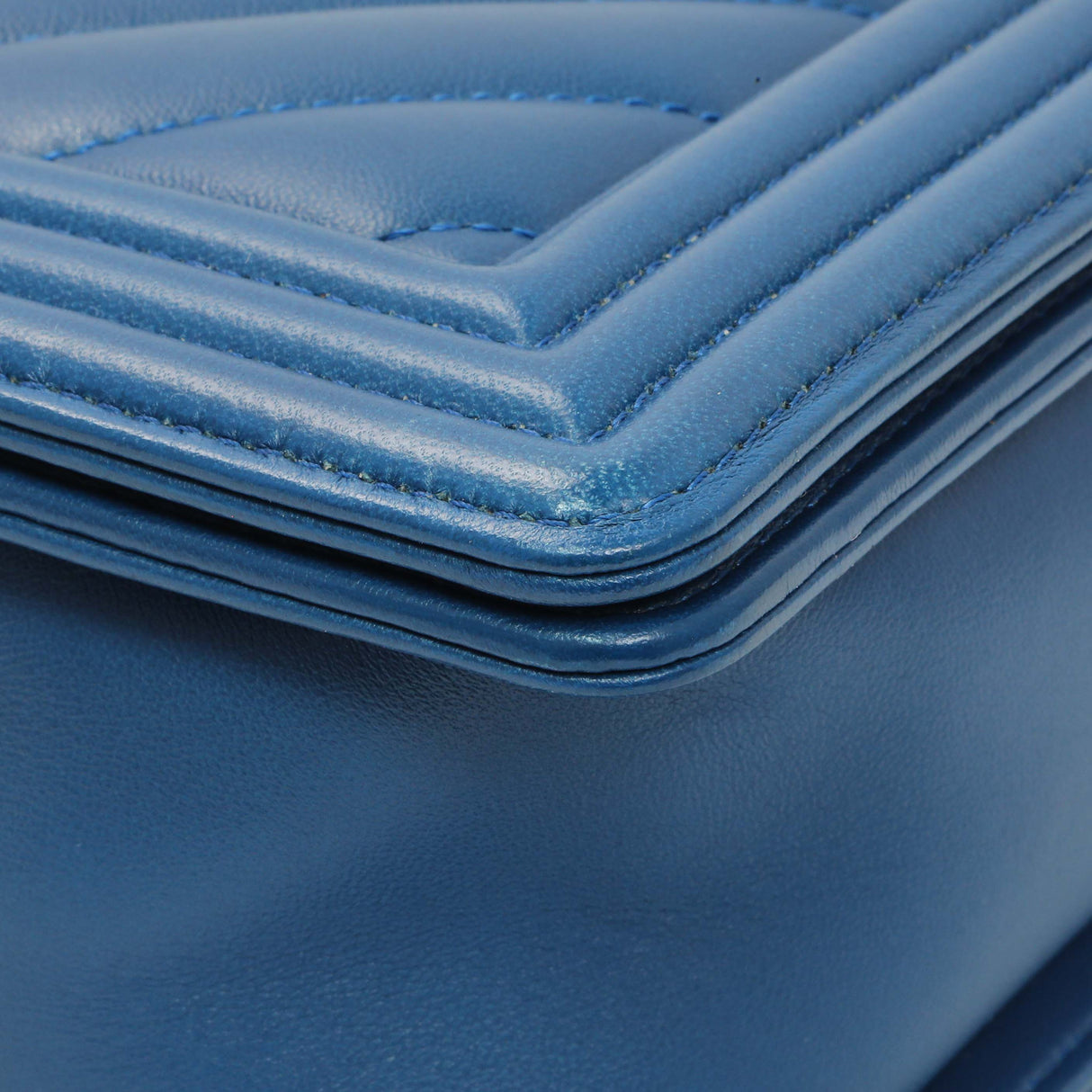 Chanel Blue Lambskin Chevron Quilted New Medium Boy Flap Handbags Chanel