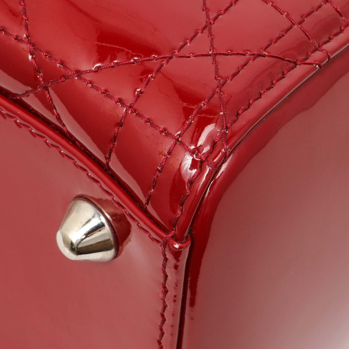 Christian Dior Red Patent Cannage Large Lady Dior Handbags Christian Dior