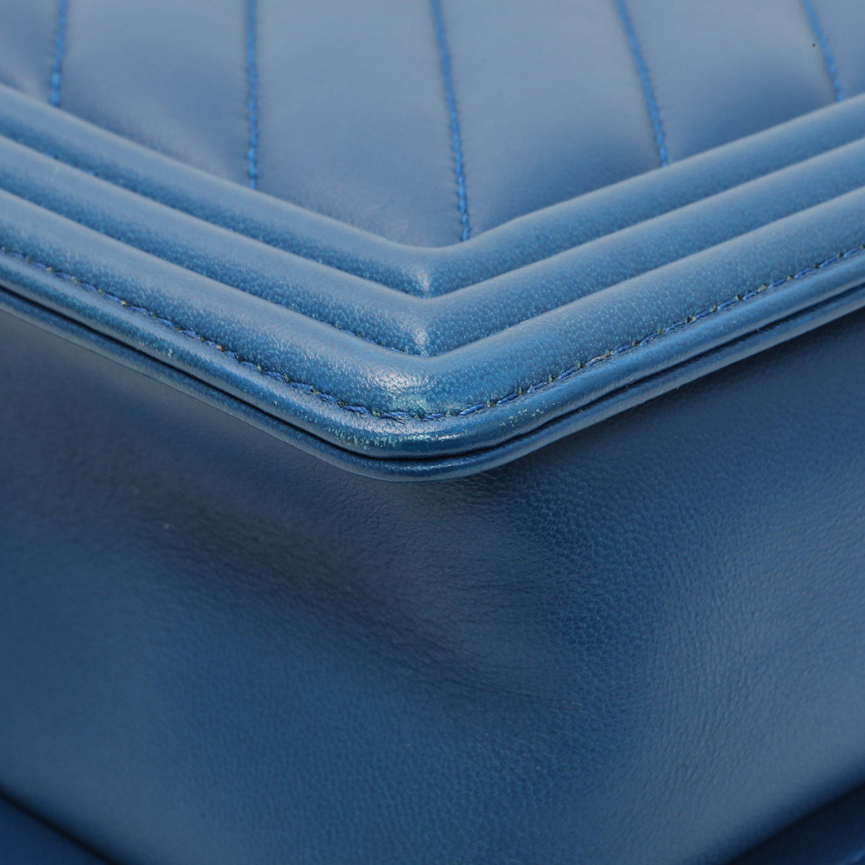 Chanel Blue Lambskin Chevron Quilted New Medium Boy Flap Handbags Chanel