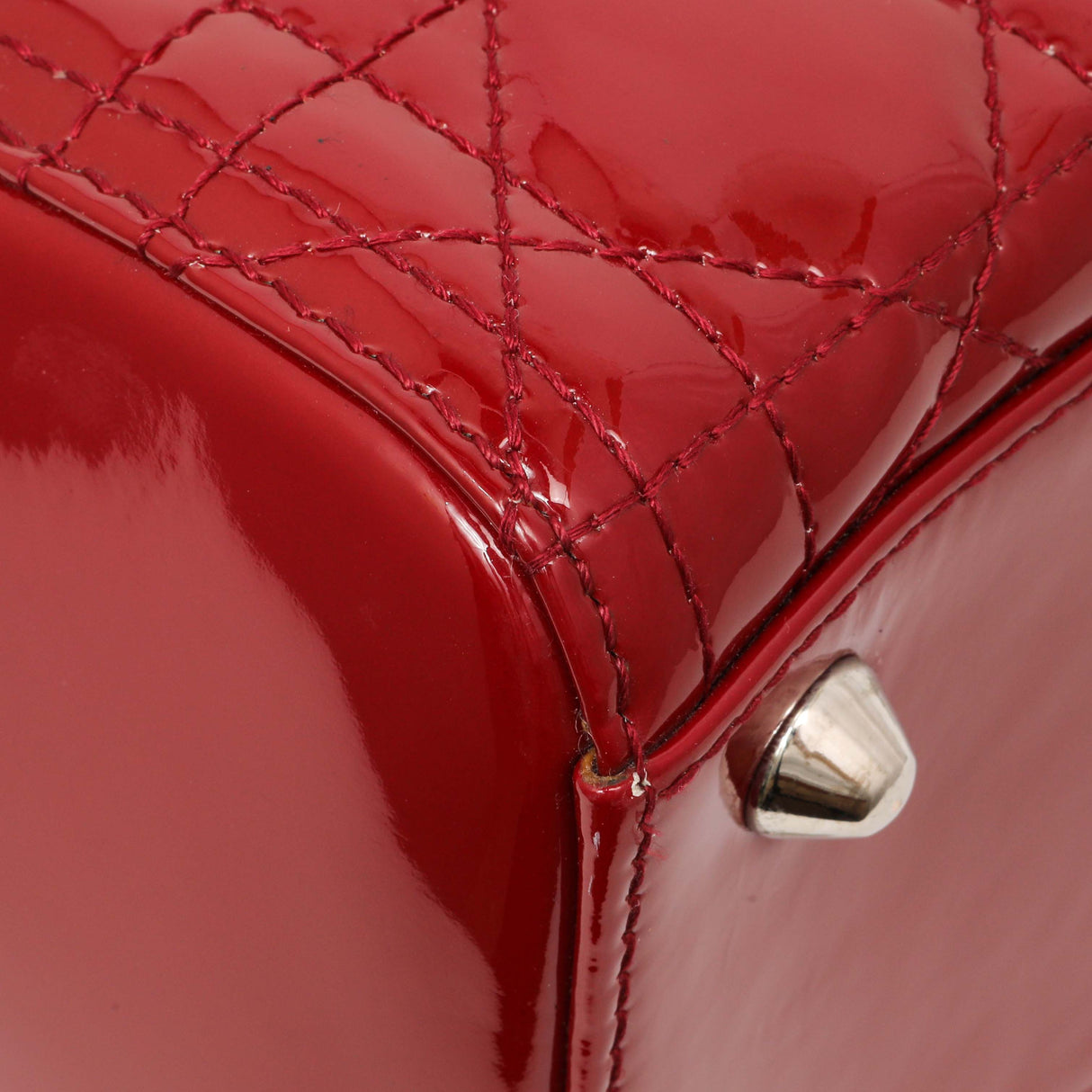 Christian Dior Red Patent Cannage Large Lady Dior Handbags Christian Dior