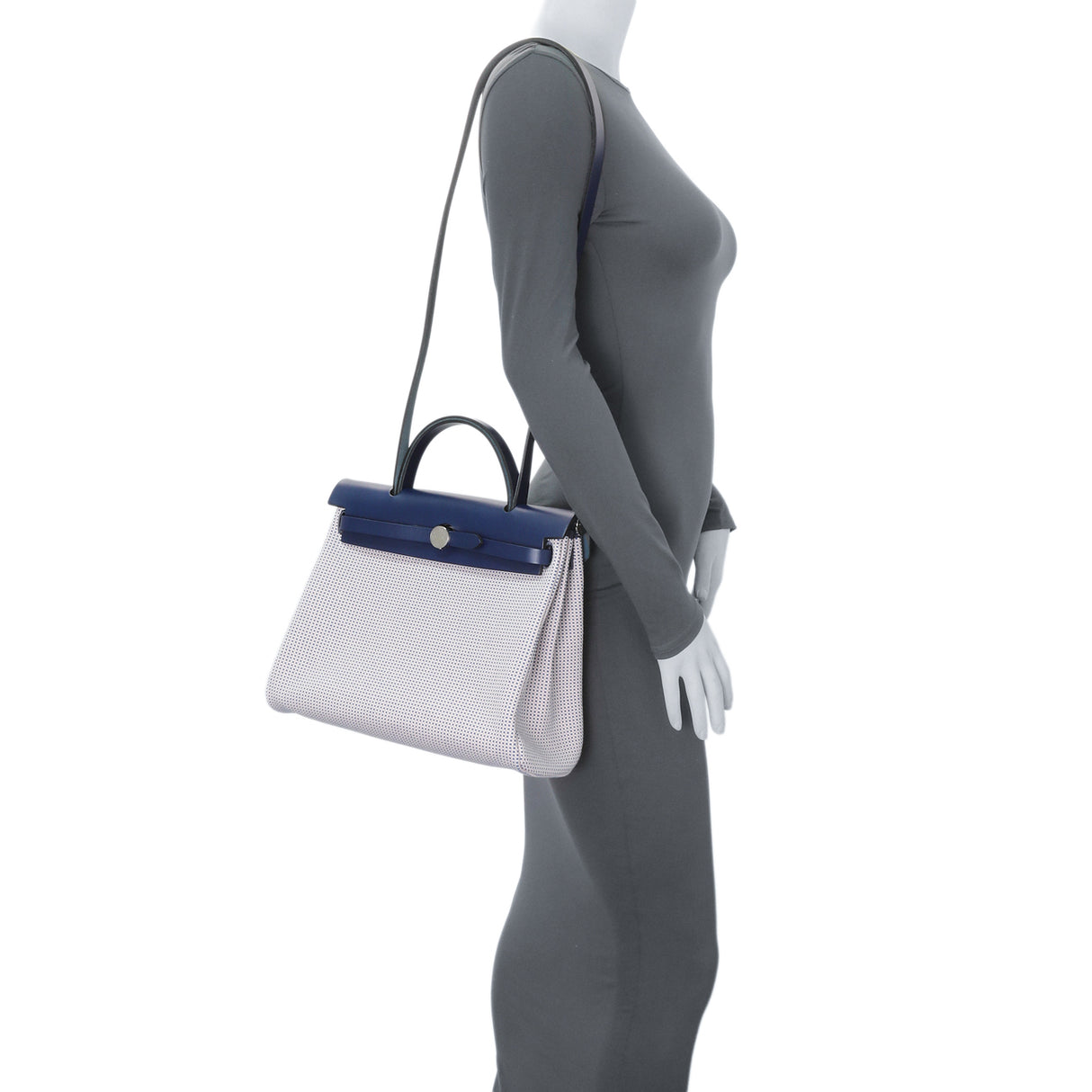 Hermes Ecru Mauve Bleu Criss Viking Vache Hunter Herbag Zip Retourne 31 PM Handbags Hermes