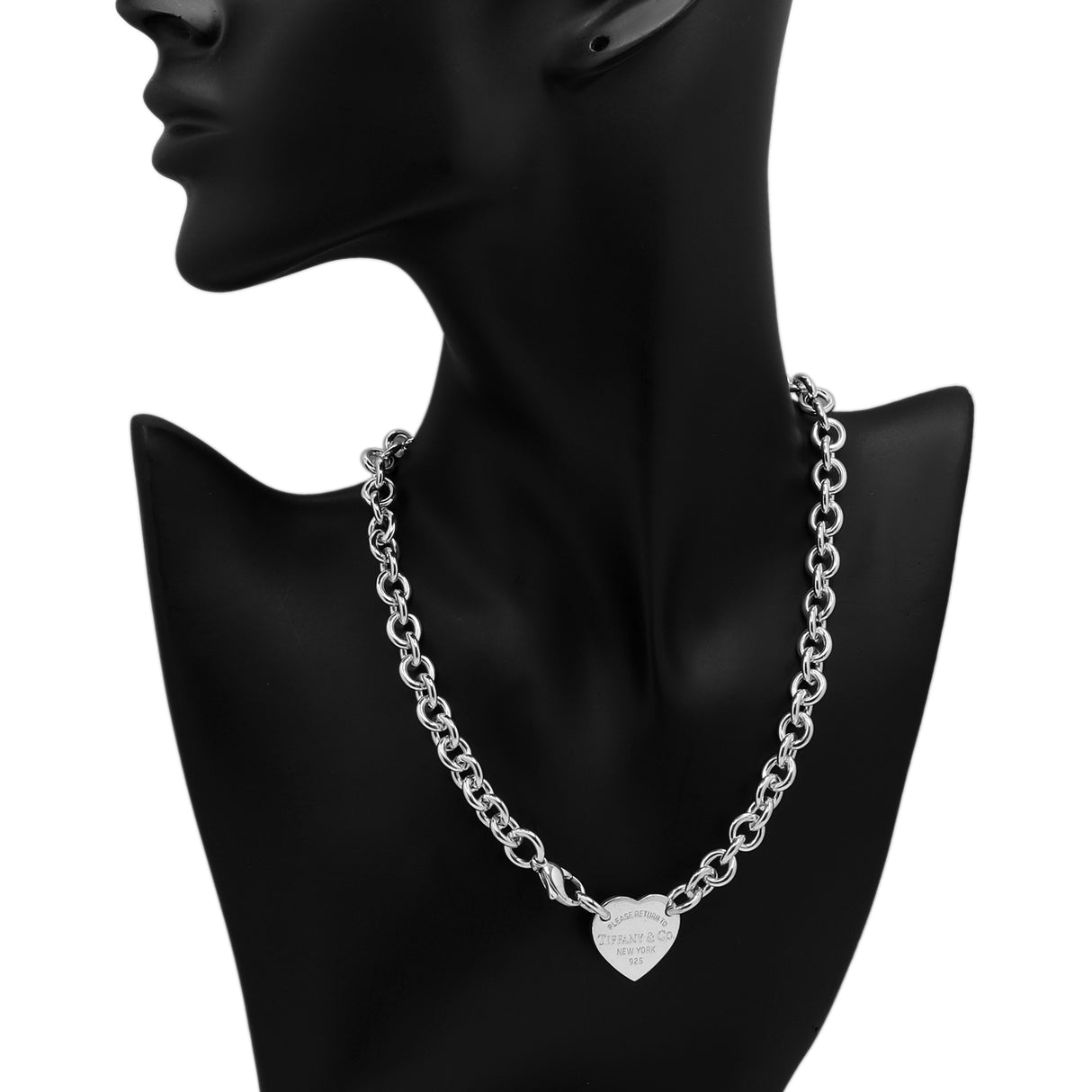 Tiffany & Co. Sterling Silver Heart Tag Chain Link Choker Designer Jewellery Tiffany and Co