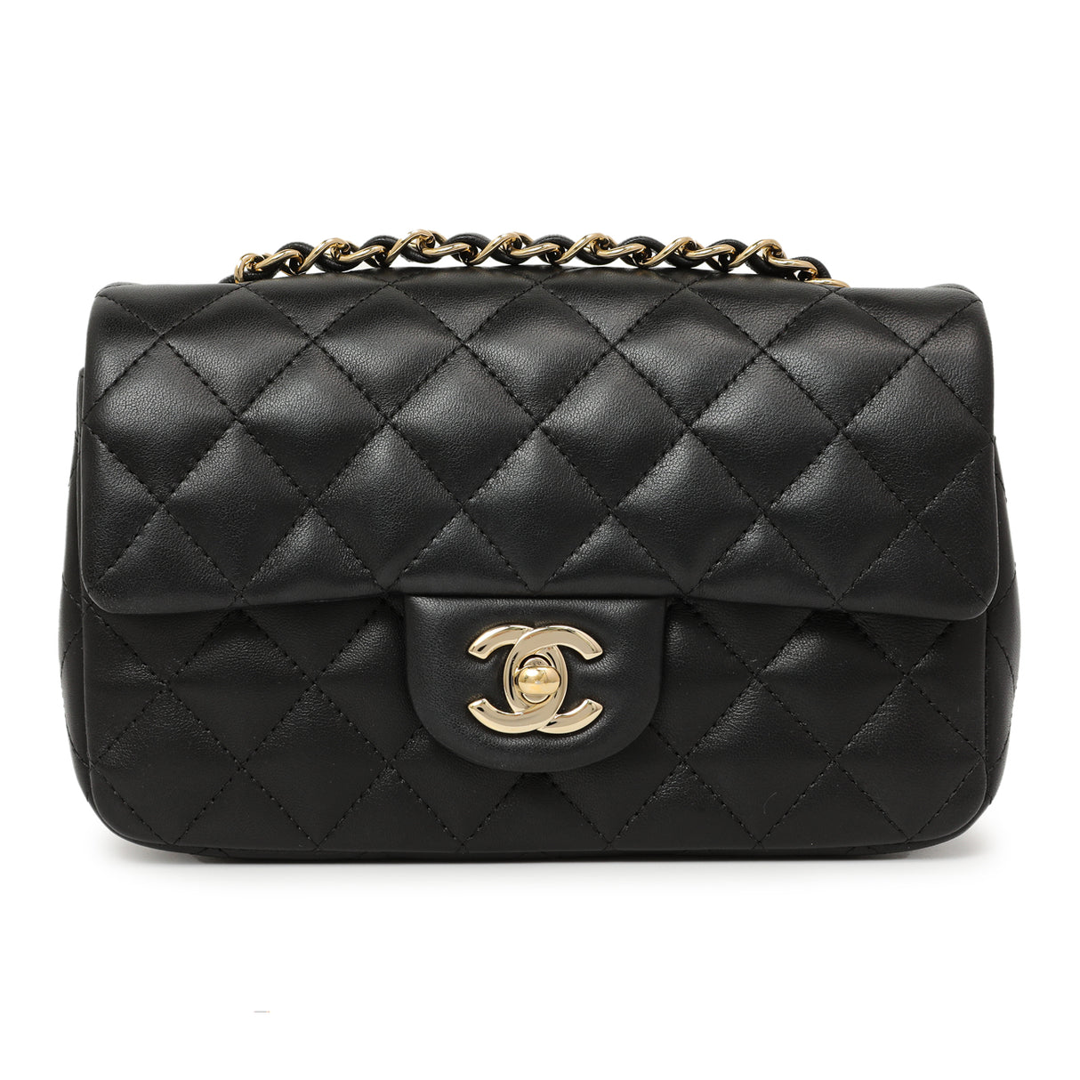 Chanel Black Quilted Lambskin Mini Rectangular Flap Handbags Chanel