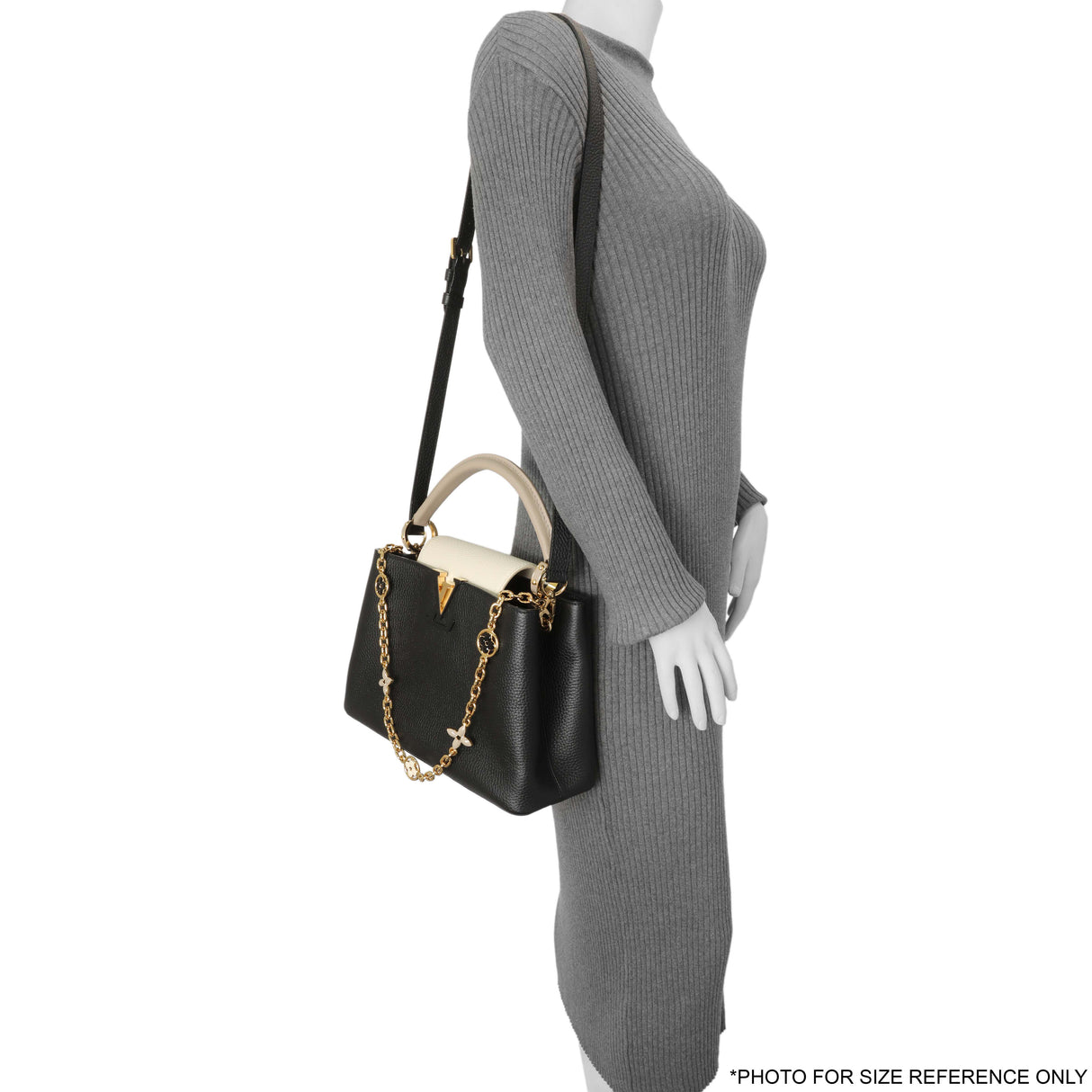 Louis Vuitton Black Taurillon Flower Chain Capucines MM Handbags Louis Vuitton