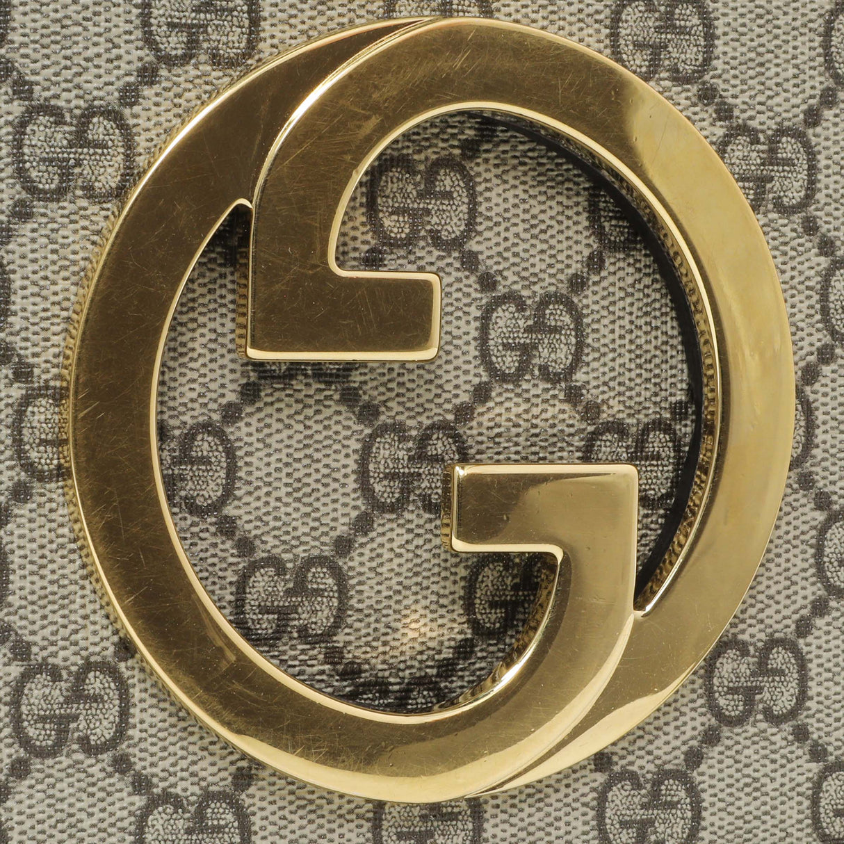 Gucci GG Supreme Monogram Textured Dollar Calfskin Blondie Chain Shoulder Flap