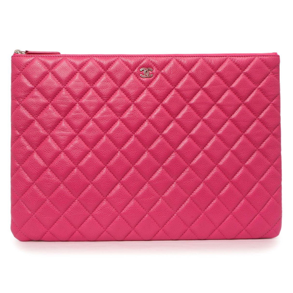 Chanel Pink Quilted Caviar Large Cosmetic Case Handbags Chanel