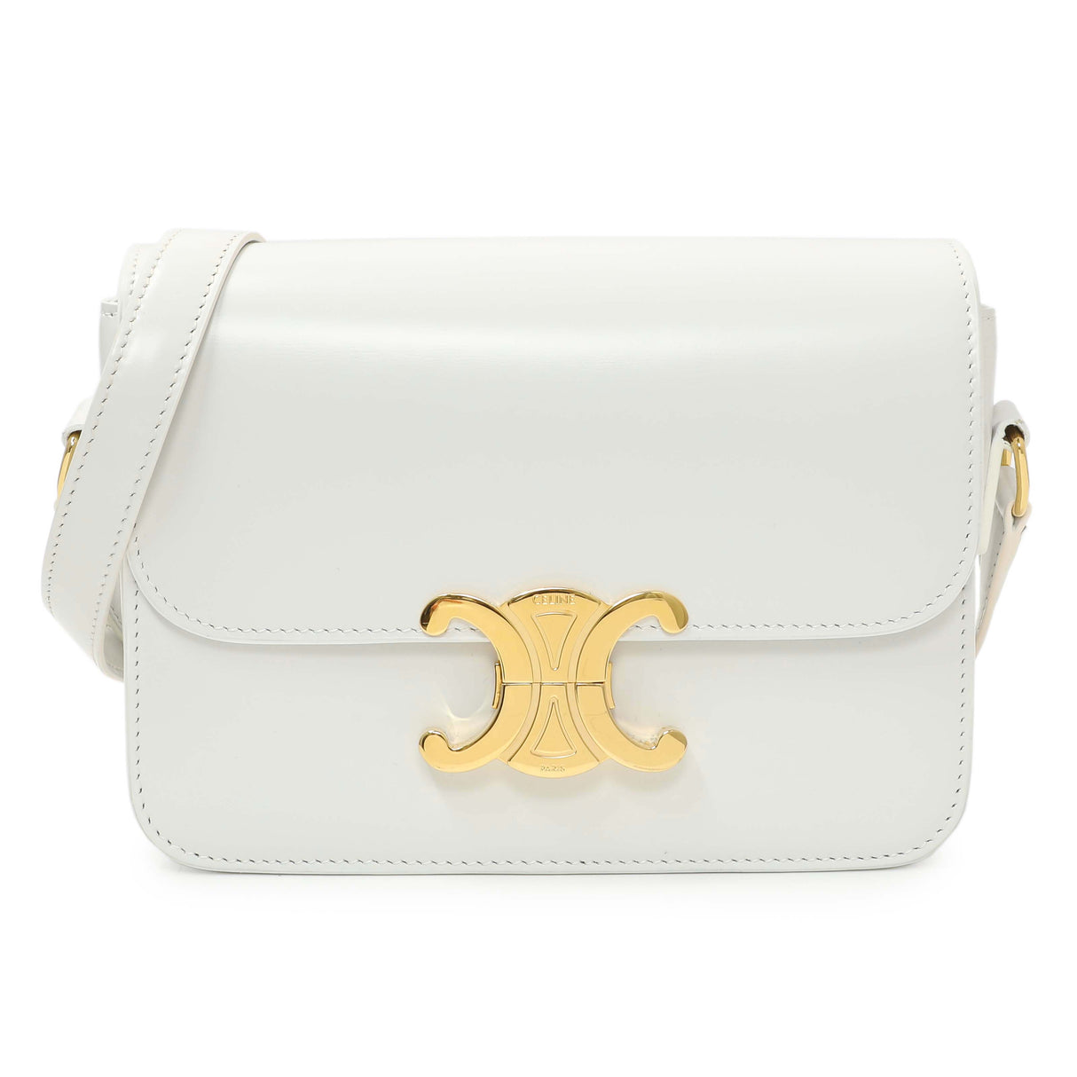 Celine Chalk Shiny Calfskin Teen Triomphe Handbags Celine