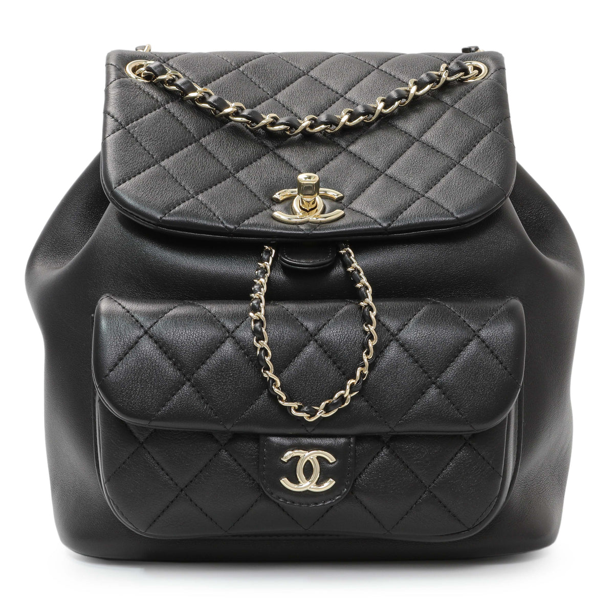 Chanel Black Lambskin Quilted Large Duma Drawstring Backpack – Modaselle