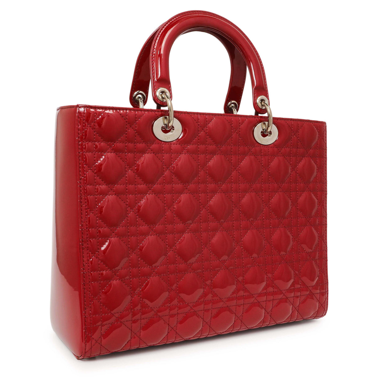 Christian Dior Red Patent Cannage Large Lady Dior Handbags Christian Dior