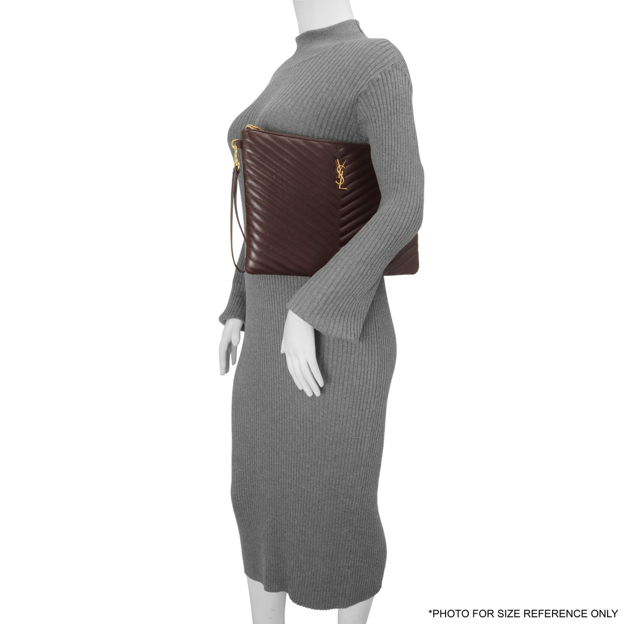 Saint Laurent Burgundy Calfskin Matelasse Chevron Monogram Document Holder Handbags Saint Laurent