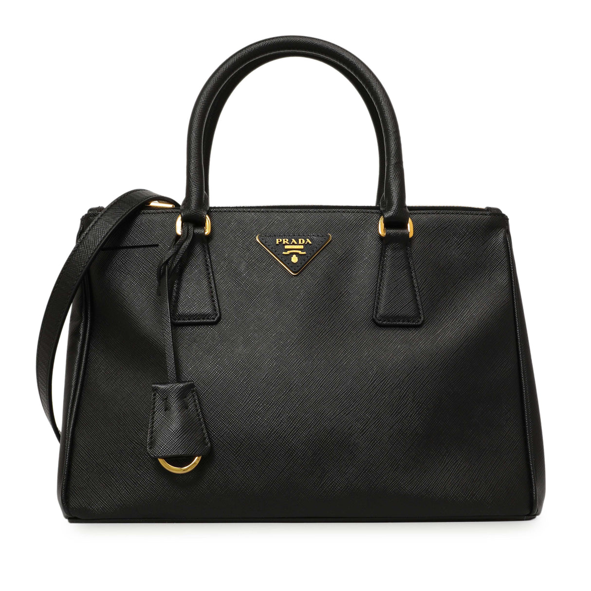 Prada Black Saffiano Small Galleria Double Zip Tote Handbags Prada