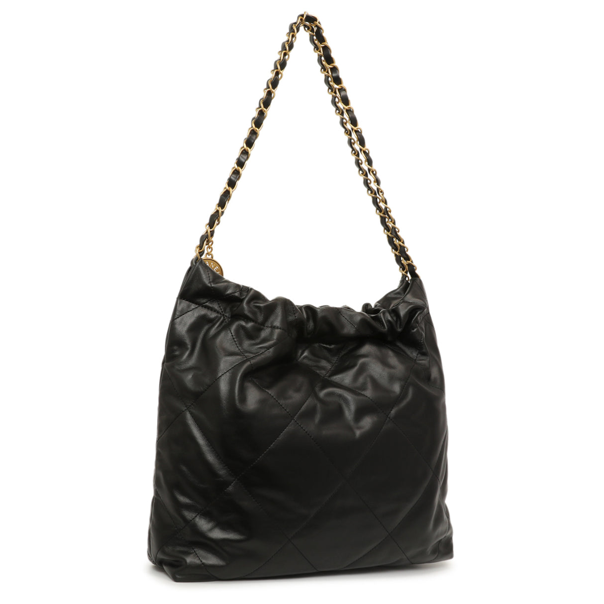 Chanel Black Quilted Shiny Calfskin Small 22 Handbags Chanel