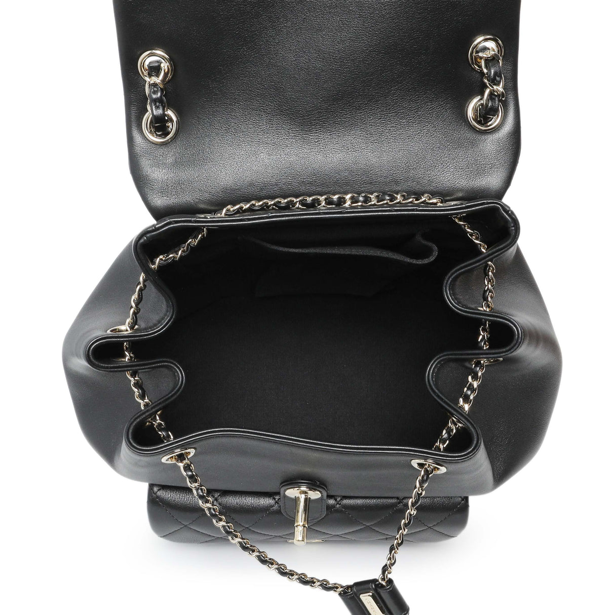 Chanel Black Lambskin Quilted Large Duma Drawstring Backpack Handbags Chanel