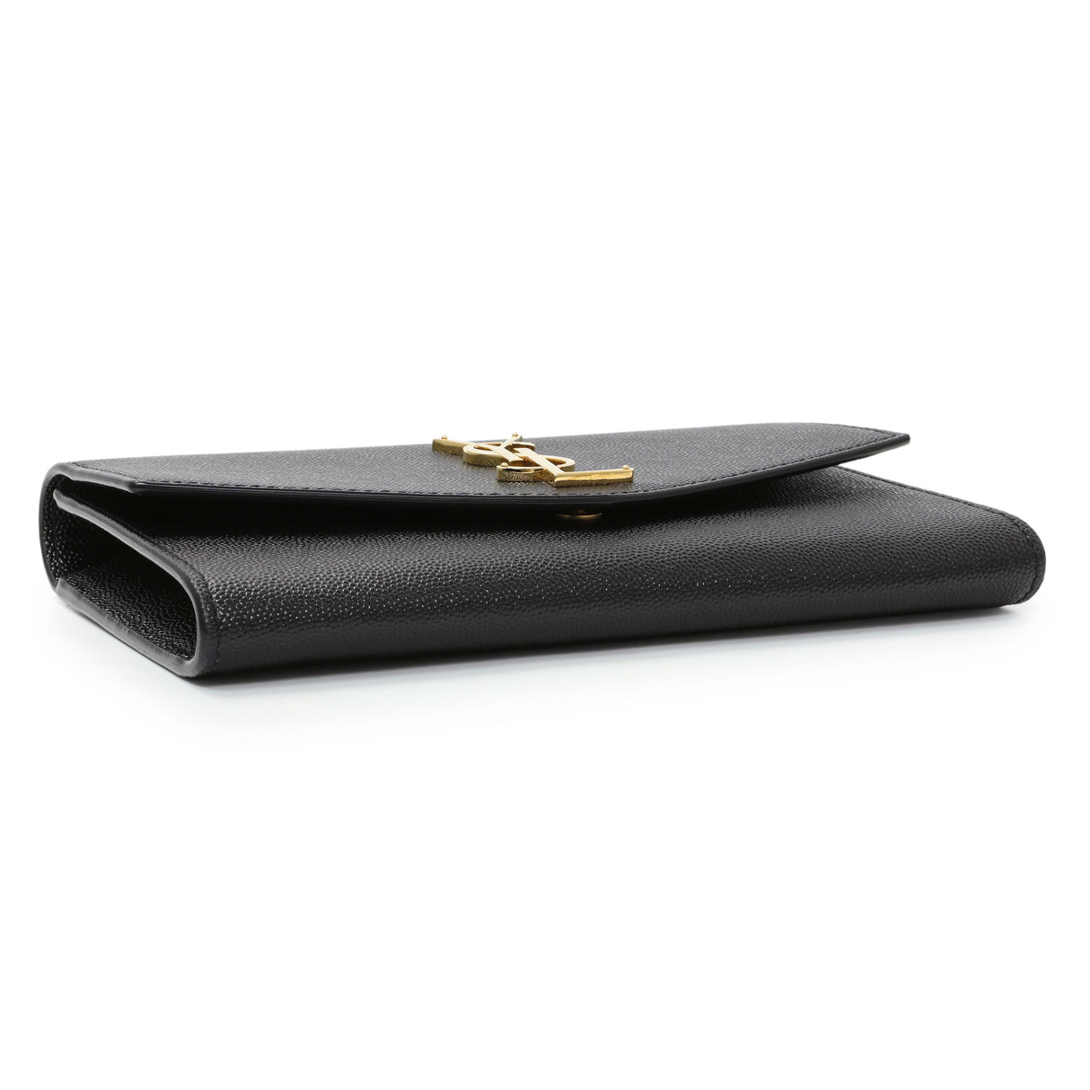 Saint Laurent Black Grain De Poudre Monogram Uptown Chain Wallet