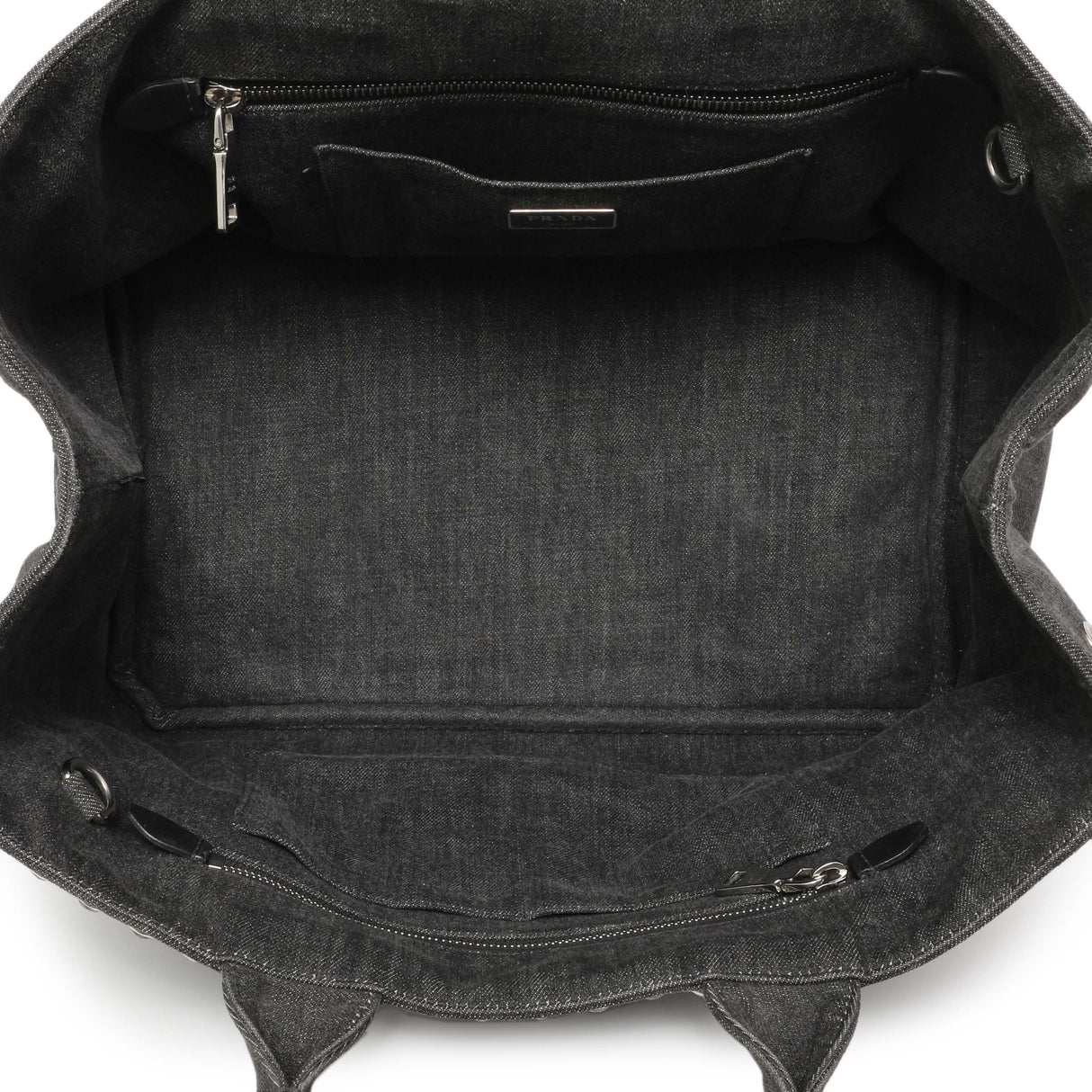 Prada Grey Canapa Crystal Studded Tote Handbags Prada