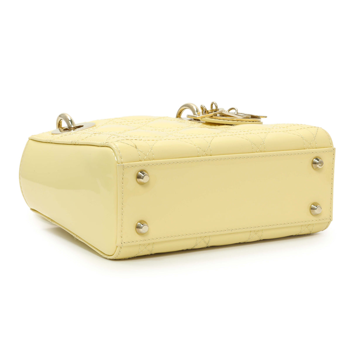 Christian Dior Yellow Patent Cannage Mini Lady Dior Handbags Christian Dior