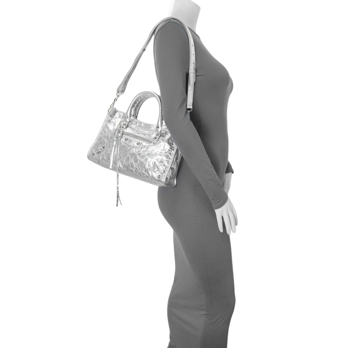 Balenciaga Silver Agneau Small Le City Handbags Balenciaga