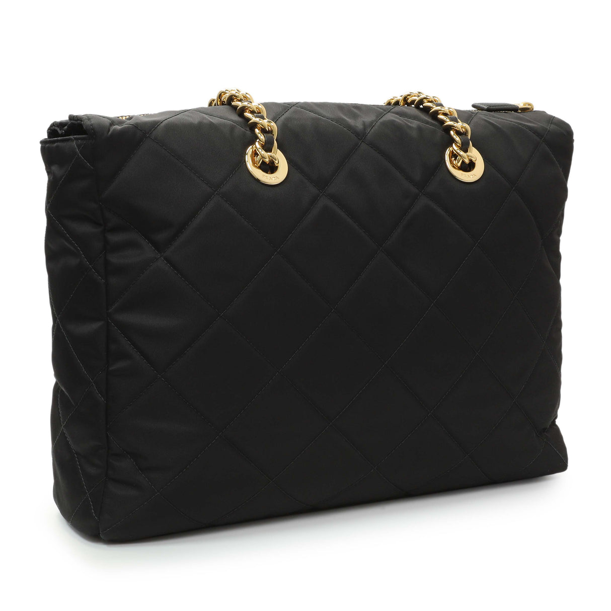 Prada Black Re-Nylon Triangle Stitched Re-Edition 1995 Chaine Large Shoulder Bag Handbags Prada