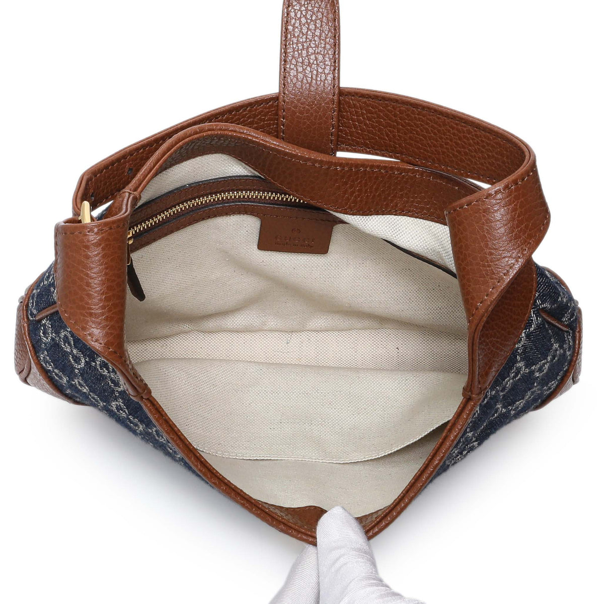 Gucci New Denim GG Monogram Calfskin Small Jackie 1961 Hobo Handbags Gucci