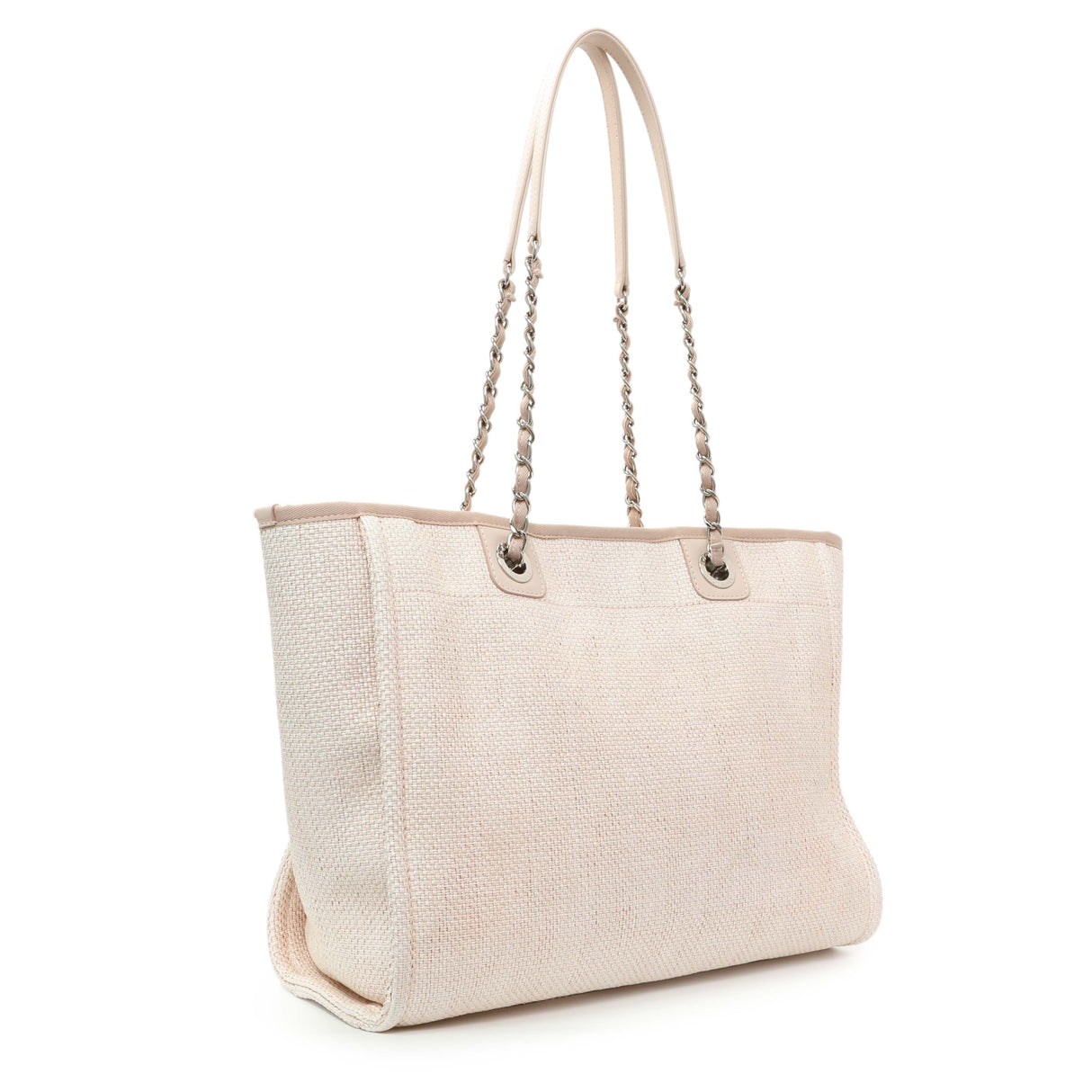 Chanel Light Pink Woven Straw Raffia Small Deauville Tote Handbags Chanel